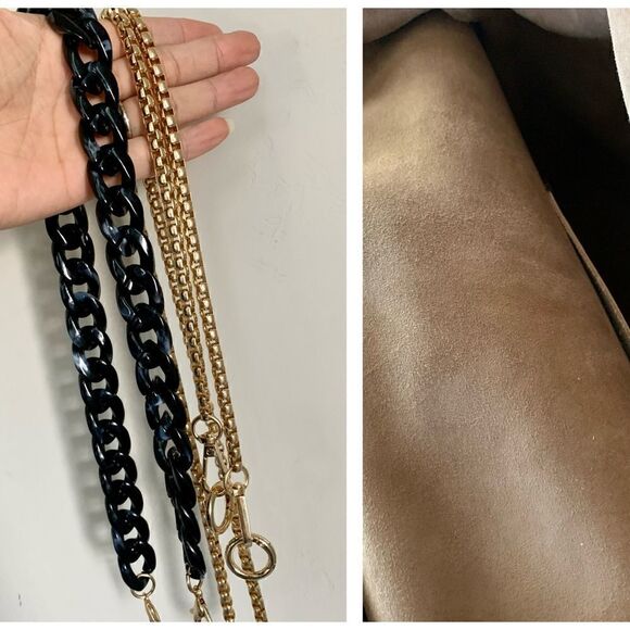 Genuine Leather Fruit Printed Gradient Color Wood Handle bag & 2 Chain Styles - Picture 16 of 16